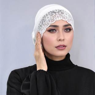 Cross-border hot new mercerized cotton sunflower lace tube cap ladies solid color base cap soft breathable head cap