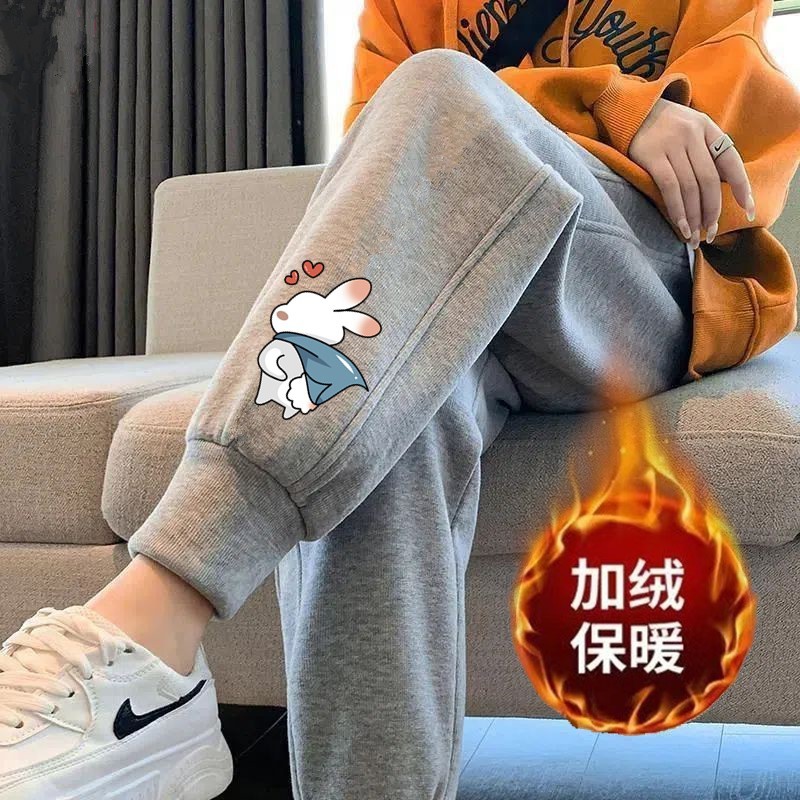 뒷면 토끼 나사 입 회색 바지와 벨벳