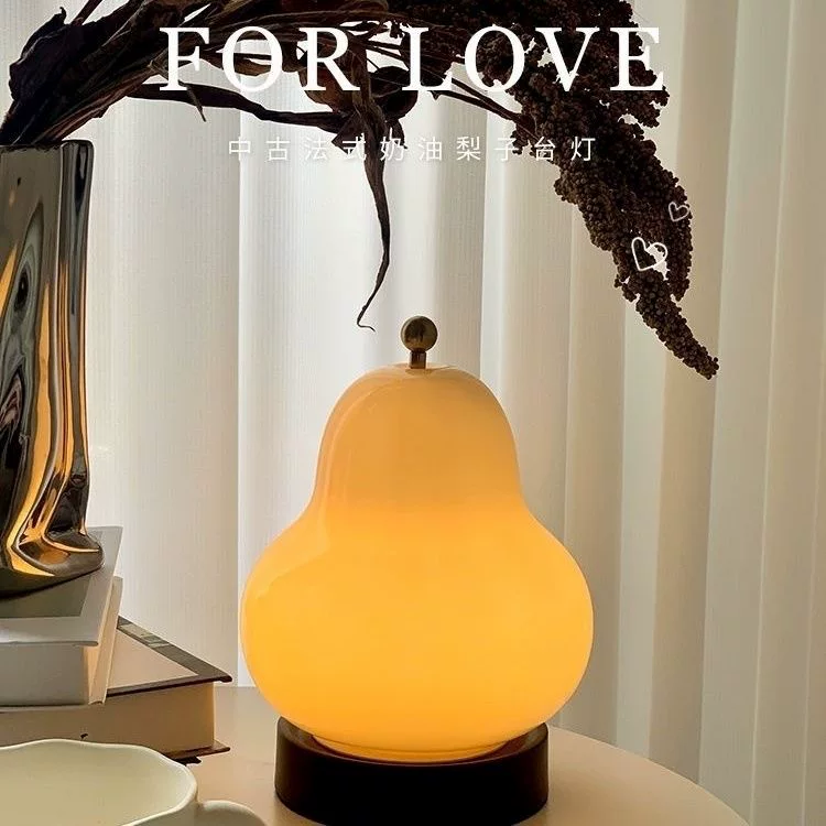 Cream table lamp, lantern for bed, retro atmospheric night light