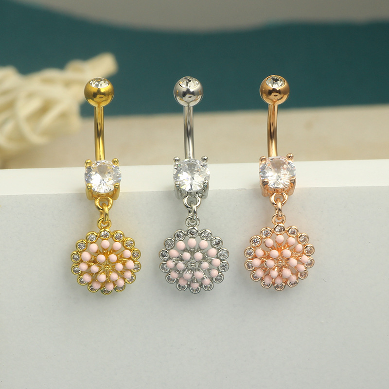 Holiday, Daily Occasion 304 Stainless Steel Material 1 Pair Belly Rings Simple Style Solid Color 304 Stainless Steel Inlay Zircon