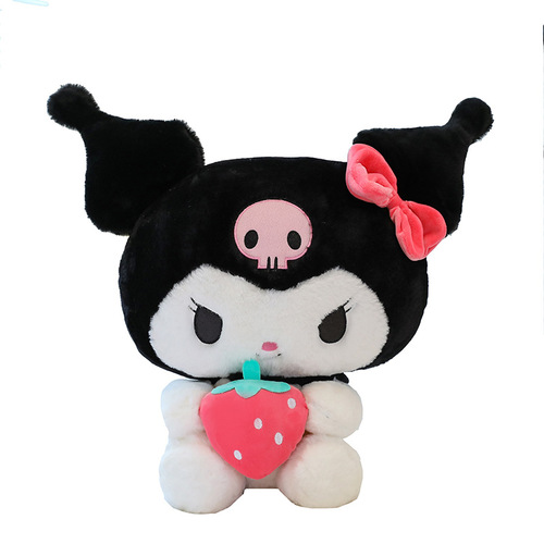 New Japanese Kuromi holding strawberry dress plush doll Kuromi little devil Melody doll rag doll