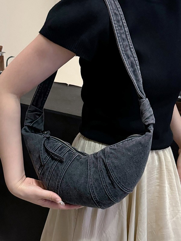 Bolso bandolera mujer 2025 nuevo bolso de bola de masa con costuras de mezclilla transfronterizo Bolso de ocio de trabajo de paso con sentido avanzado