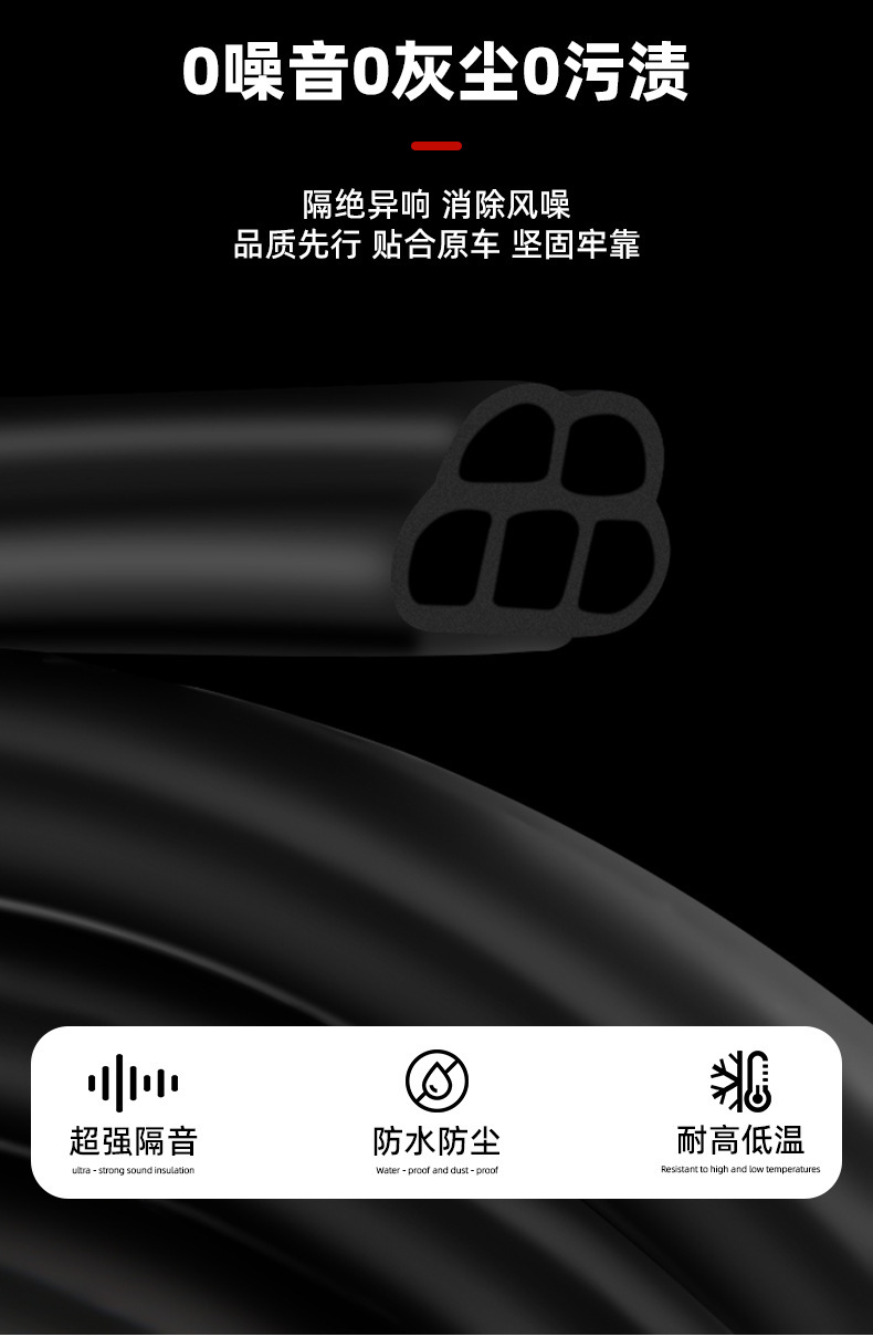 Car Sealing Strip, Door Sound Insulation Strip, Double-Layer Door Frame Sealing Strip, Thickeneded, Noise-Reducing, Waterproof and Dust-Proof Universal Model