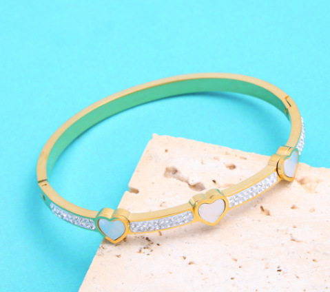Inlay Design Casual Simple Style Solid Color Titanium Steel Zircon Bangle In Bulk