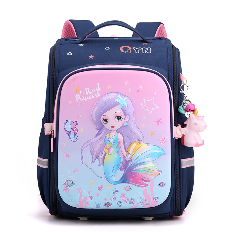 Natural Fish nueva escuela primaria estudiante mochila 2-5 grado chica moda dibujos animados descompresión protección de la columna vertebral entrega transfronteriza