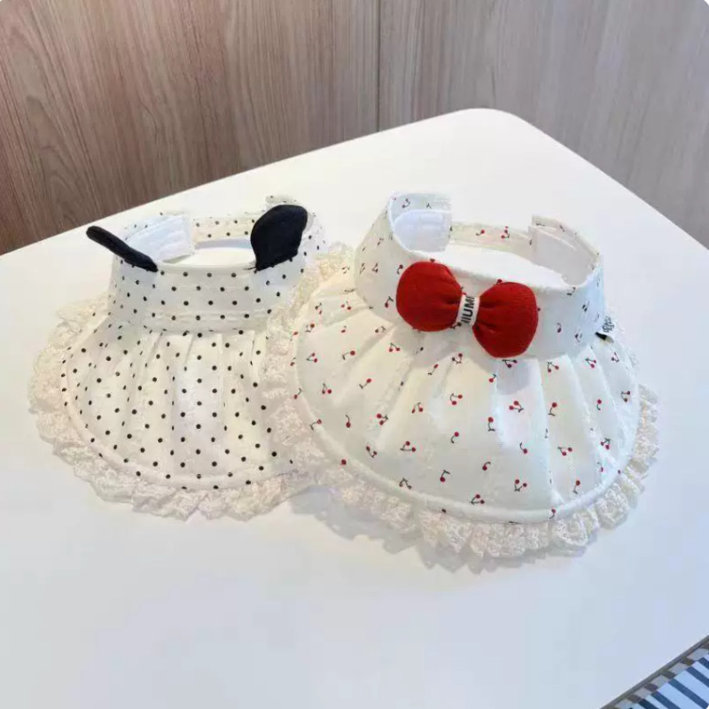 Lässiger Kinder-Sonnenhut UPF 50+ für Babys und Kleinkinder, Sommerhut mit breiter Krempe und offenem Oberteil, frisches Kirschmotiv, Sonnenschutzhut für Babys und junge Mädchen_voghion.com