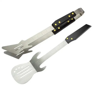 Zhongyu Amazon Hot Guitar Creative Barbecue Shovel Stainless Steel Barbecue Tools Steak Shovel Barbecue Clip Set