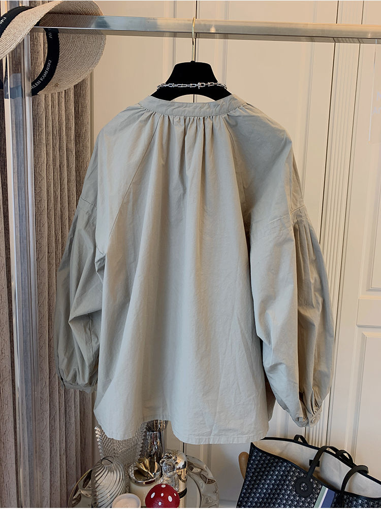 Spring Autumn Nw Womn's Clothing Rtro Frnch Styl Ruchd Puff Slv Loos Shirt Top For Womn Chic And Uniqu_ecoleips.com