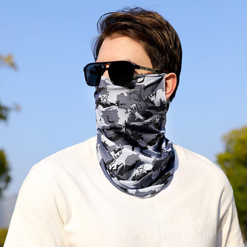 Men's Outdoor Cycling Sunscreen Camouflage Ear-Hanging Face Mask Fishing Face Mask Face Scarf Summer Neck Gaiter