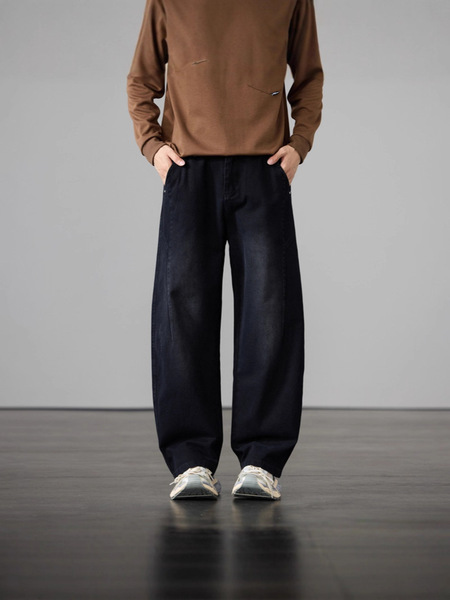 Spring retro demi-season denim trousers