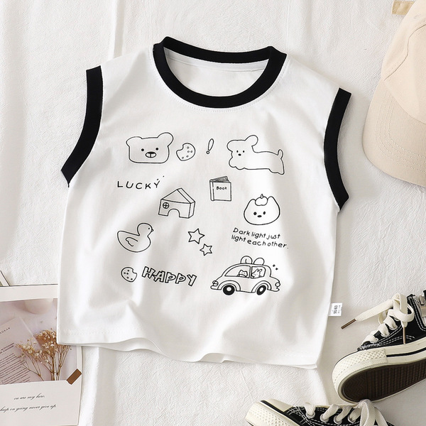 Children's cotton summer T-shirt for boys sleevless