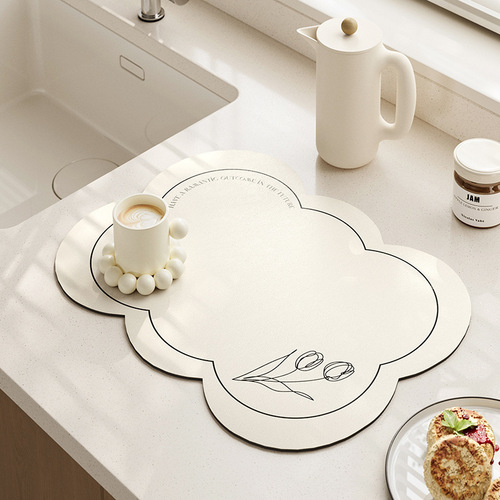 Simple cream style washbasin diatom mud absorbent pad tableware bowls anti-scalding insulation pad home kitchen drain pad
