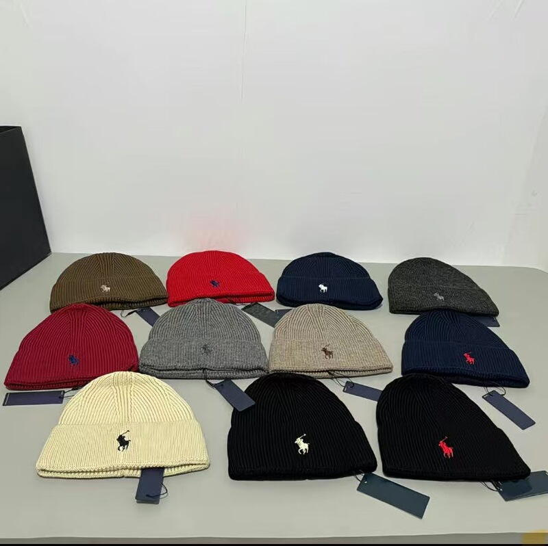 New autumn and winter po woolen hat with classic pony pattern, thickened, warm, windproof, cold-proof, knitted hat for adults