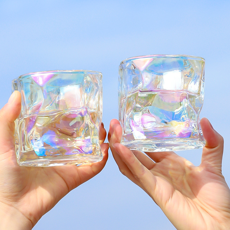 Ins-style creative origami twist wine glass whiskey transparent beer glass glass cup water glass