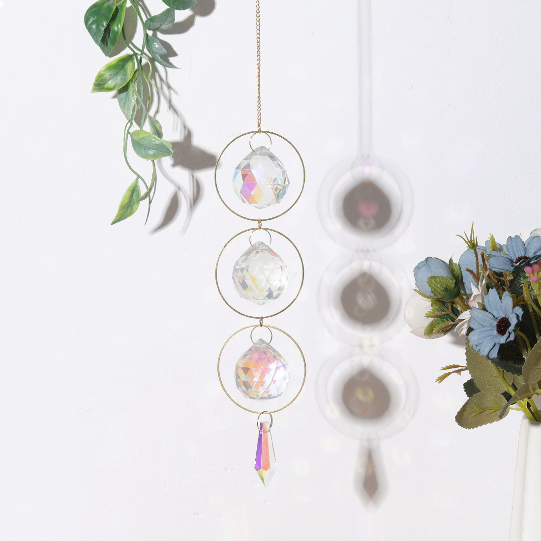 Casual Moon White Crystal Pendant display picture 3
