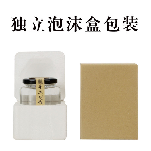 Bulk hexagonal honey glass bottles, pickled beef sauce canned jars, glass jars for chili sauce, pickled vegetables bottles with lids