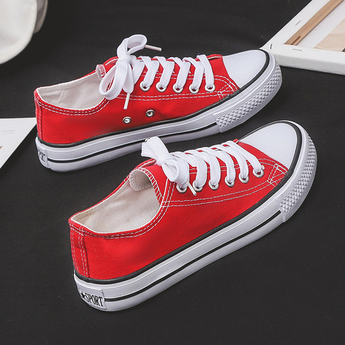 Douchuan spring new canvas shoes for women, trendy simple low-top casual cloth shoes, breathable student sneakers, men's wholesale