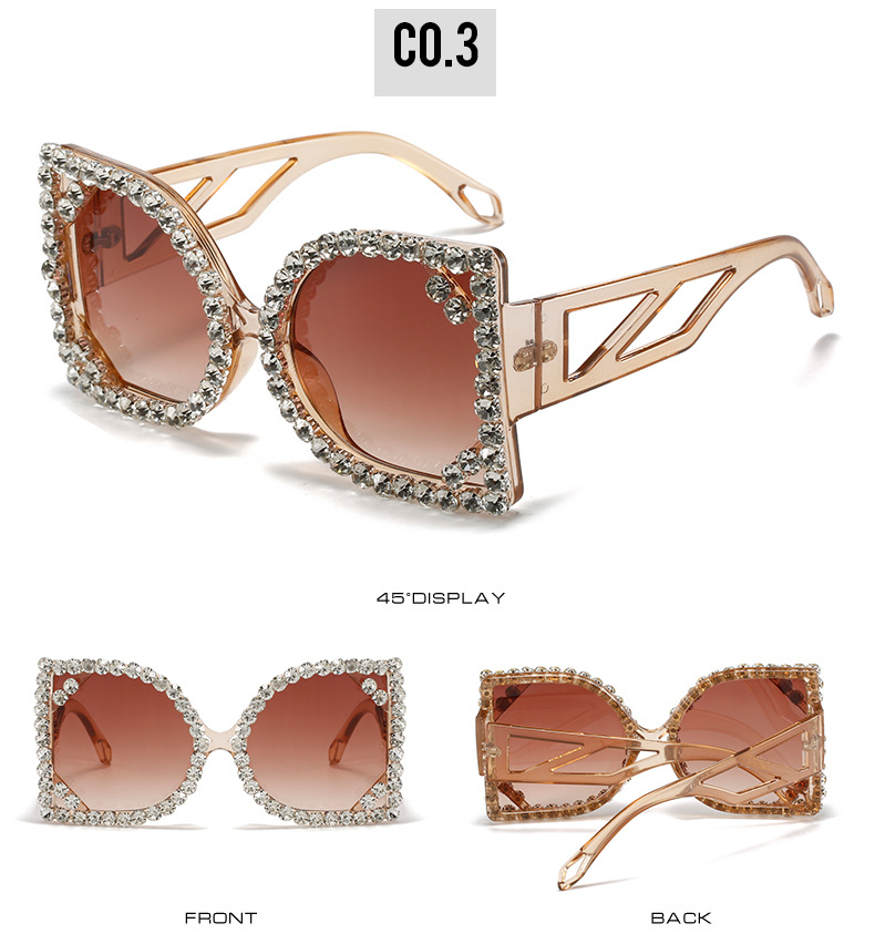 Exaggerated Solid Color Ac Square Diamond Full Frame Women's Sunglasses display picture 4