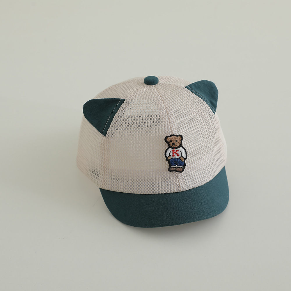 Sombrero para el sol para bebés, gorra de béisbol de malla, protector solar transpirable de verano, gorra de oreja de oso lindo, gorra de malla para niños