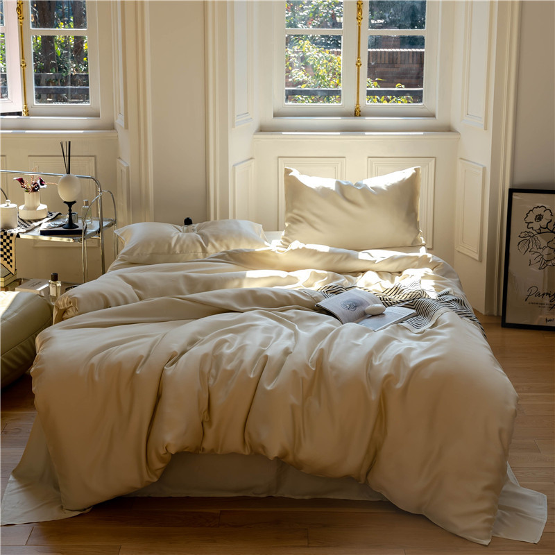 Lysel Tensick cama de cuatro piezas de verano sábanas de seda de cristal azul cubierta de seda dormitorio de tres piezas