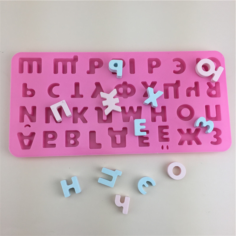 Ins creative birthday cake Russian alphabet handmade chocolate silicone mold fondant plaster drip resin