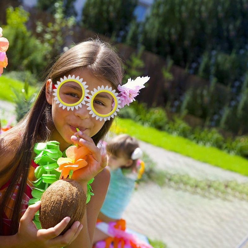 Gafas de fiesta hawaianas, gafas de tema divertido divertido, gafas decorativas de flor de sol flamenco