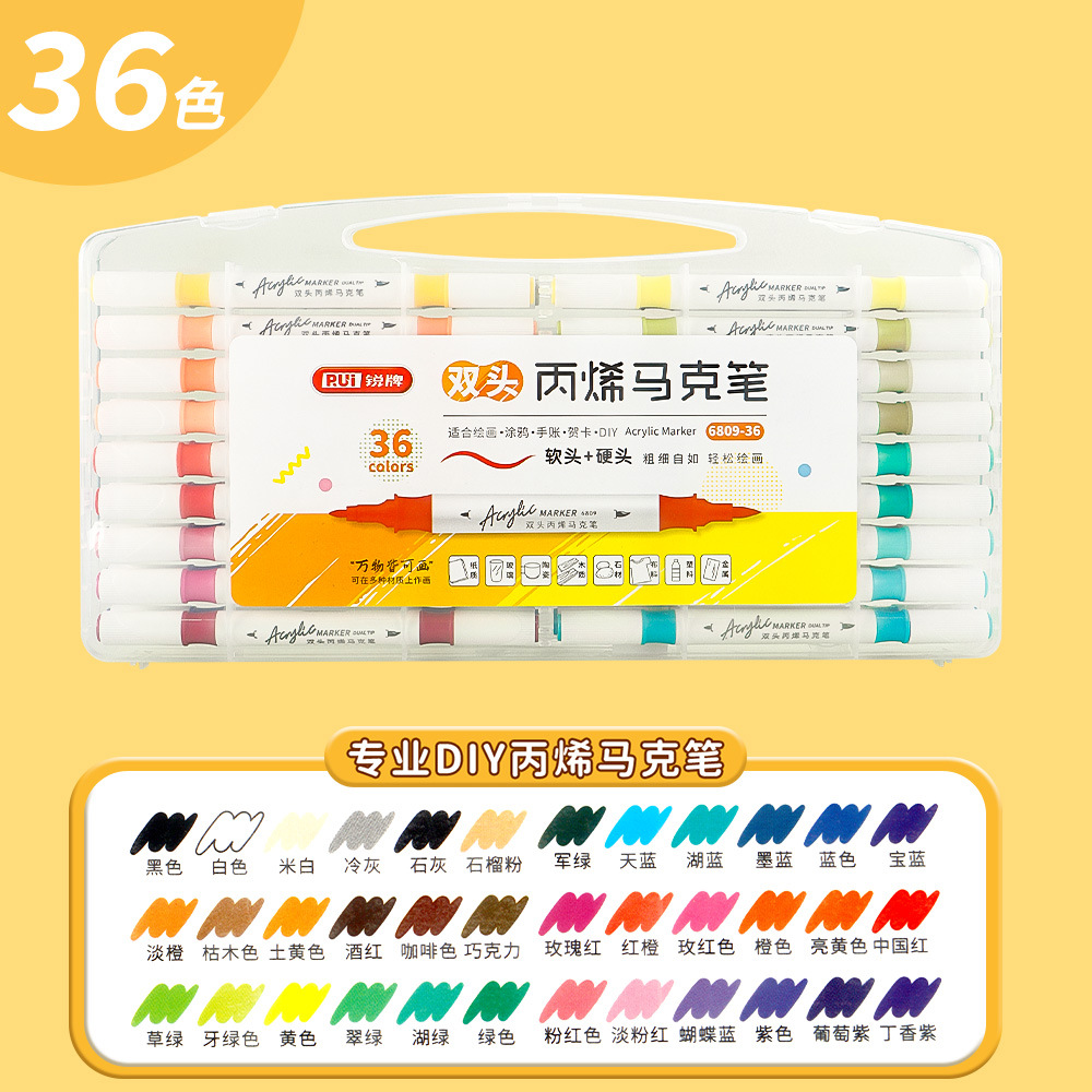 Marcador acrílico de dos cabezas Bolígrafo de graffiti de arte para niños Bolígrafo especial de arte Marcador impermeable e impermeable lote de stock