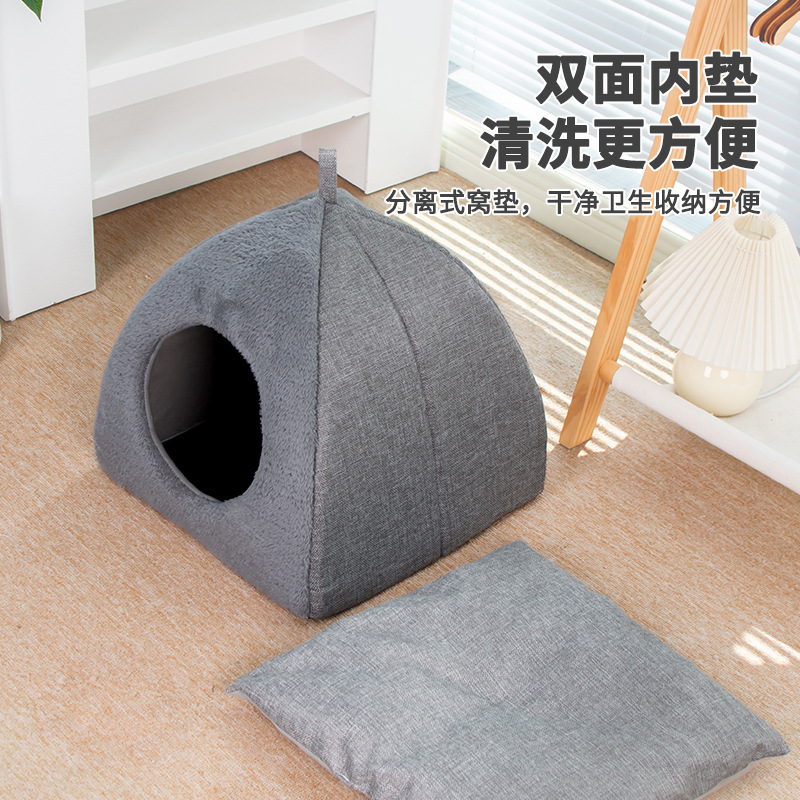 Nuevo triángulo gatos cerrados casa de gatos para mascotas calentamiento grueso profundidad sueño perros para mascotas