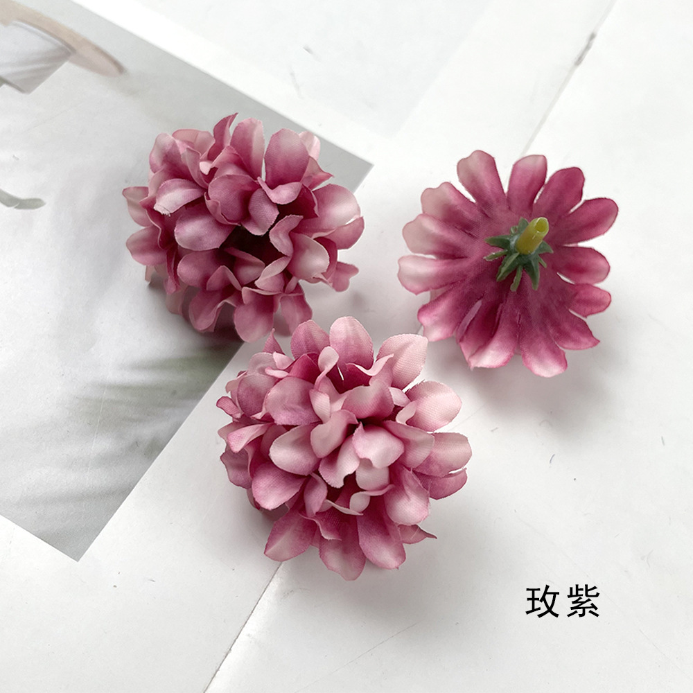 Simulación multicapa hortenida crisantemo cabeza DIY hecha a mano tocado material flor artificial decoración de la sala de bodas diseño de fondo de pared