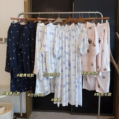 070307 夏の新しい女性のシンプルな綿ガーゼ漫画動物プリントホームウェアパジャマパジャマパンツナイトガウン