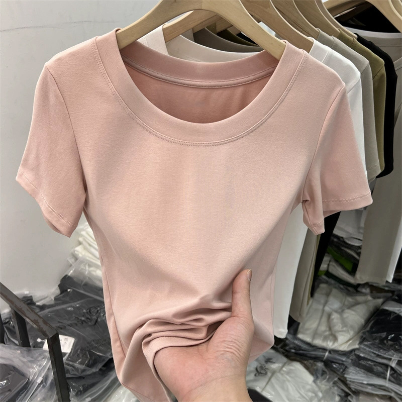 Solid color short sleeve T-shirt