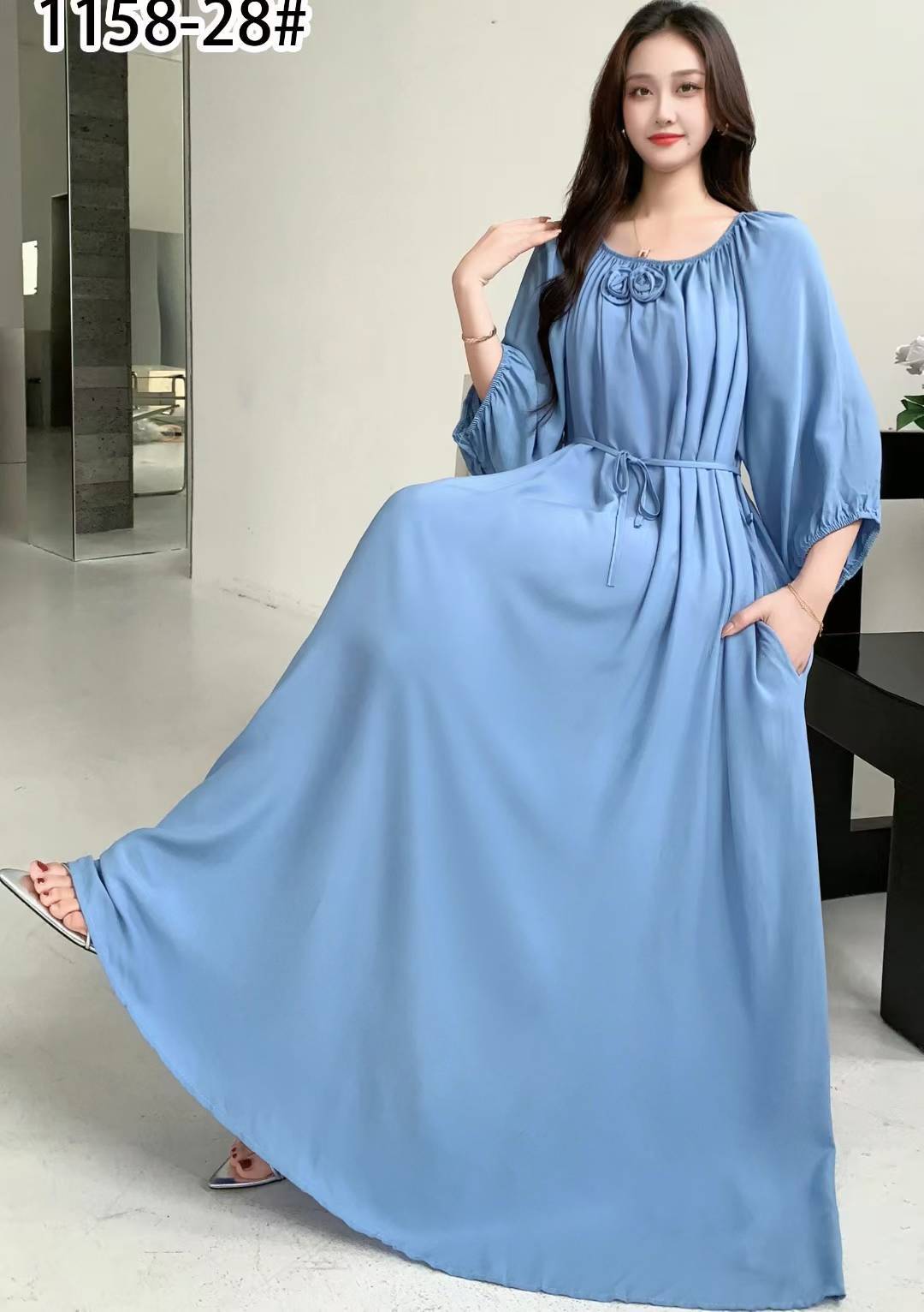Ropa de mujer de talla grande transfronteriza europea y americana, vestido informal de algodón largo hasta la rodilla, holgado y cómodo, para verano, ropa de maternidad.
