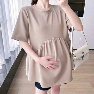 Maternity T-Shirt Summer Wear 2025 New Fashion Summer White T-Shirt Short-Sleeved Top Loose Casual Pregnant Women T-Shirt