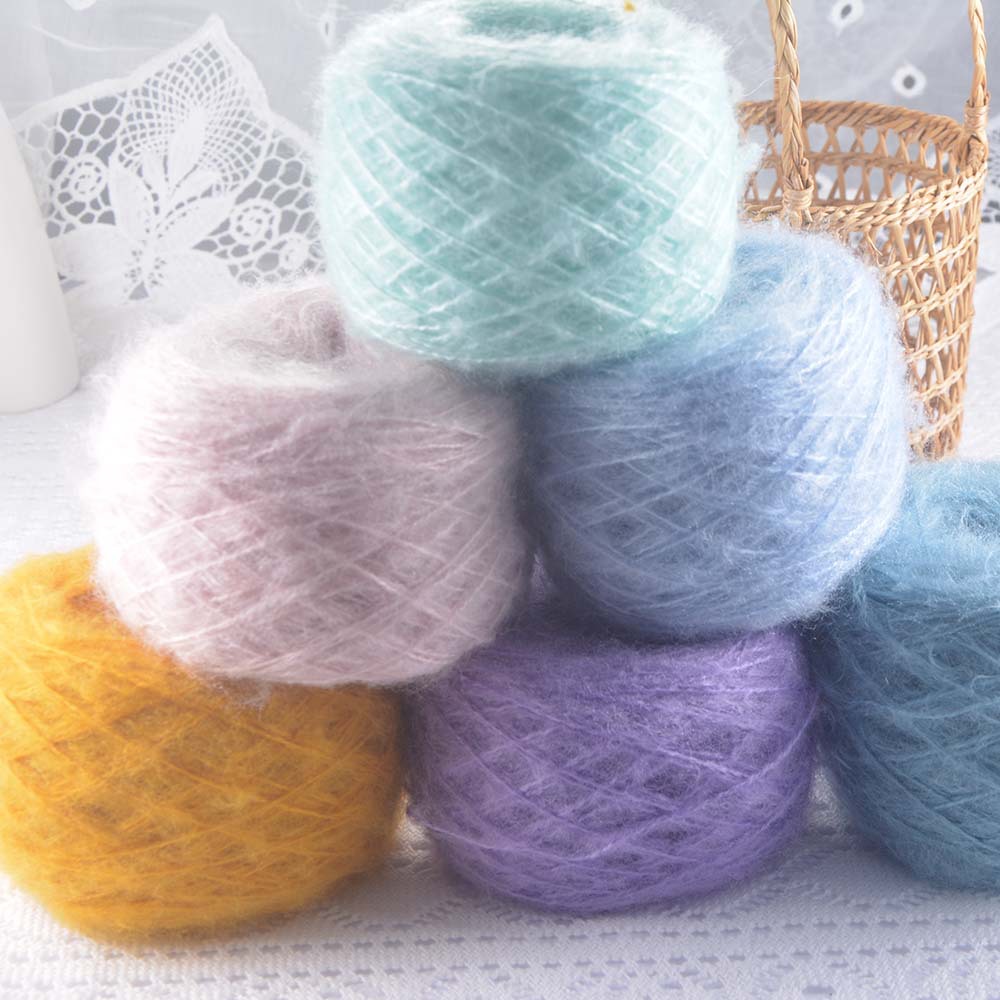 马海毛5.5支中细马海手编毛线织毛衣全晴马海糖果色手混线配色