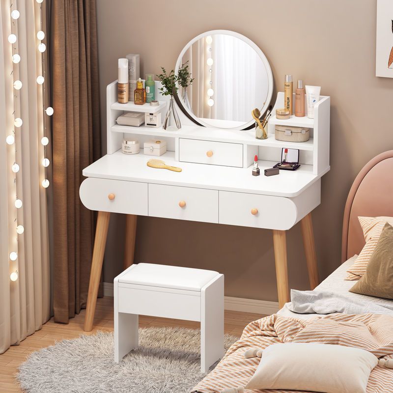 Tocador de lujo ligero, gabinete de almacenamiento simple para dormitorio, mesa de maquillaje pequeña simple integrada, red neta, estilo ins, venta al por mayor