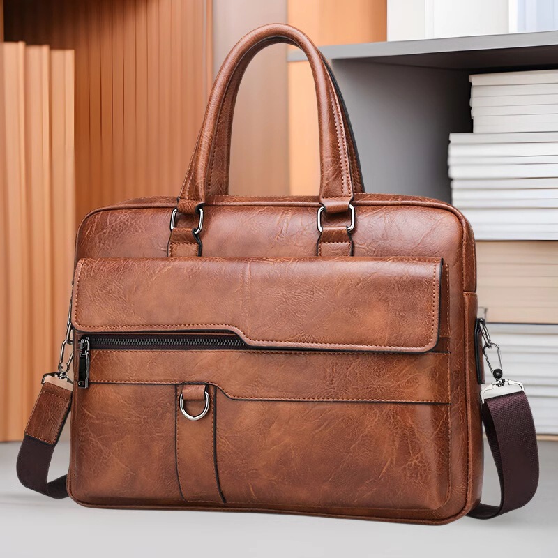 Men's Handbag Business Commuter Briefcase Large Capacity Computer Shoulder Bag Work Travel Crossbody Bag Cross-border
