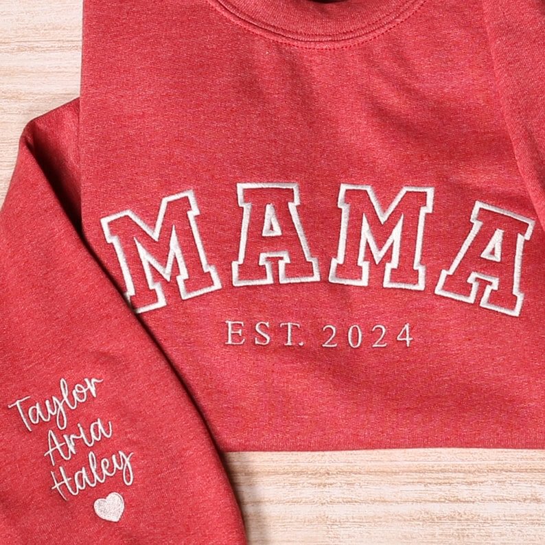ETSY Cross-border E-commerce Amazon Independent Station Ladieswear's Day Gift MAMA Mother Embroidered Sweatshirt Personalized Customization ETSY Cross-border E-commerce Amazon Independent Station Ladieswear's Day Gift MAMA Mother Embroidered Sweatshirt Personalized Customization