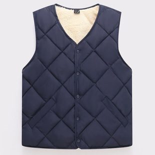 Autumn and Winter New Style Quilted Vest for Middle-Aged and Elderly Men, Warm and Velvet Thickened Vest, Short Vest