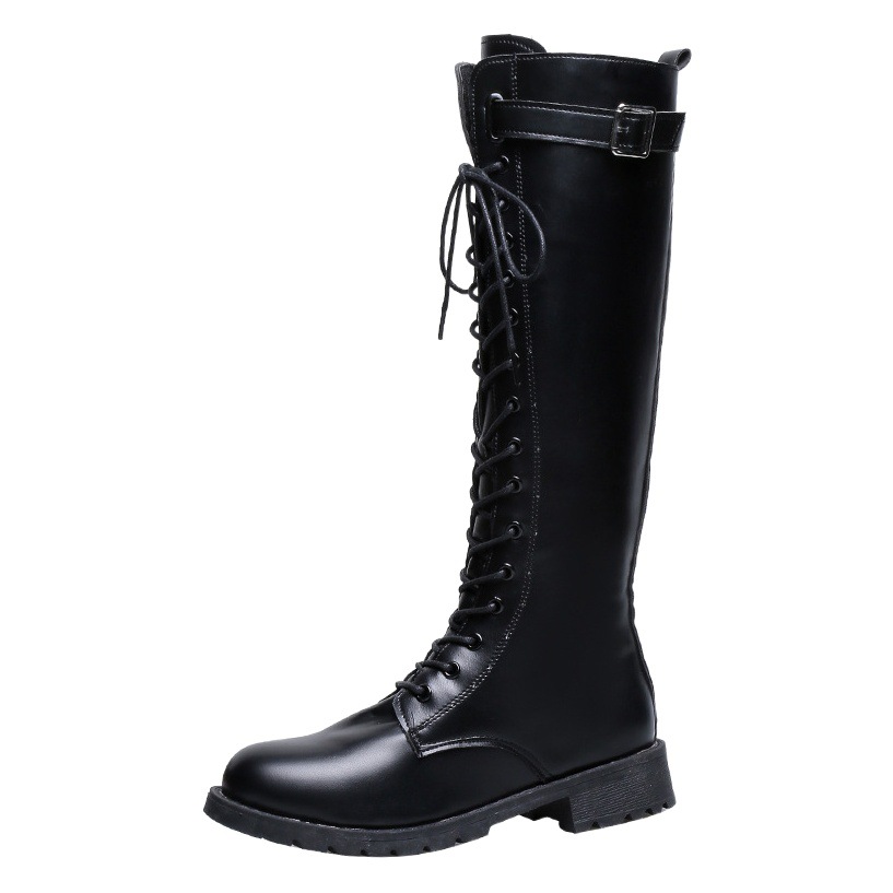 秋冬の新型の女性の韓国版の大きいサイズの高筒の騎士の靴の丸い頭の中と太い長靴の女性のマーティンの靴の現物