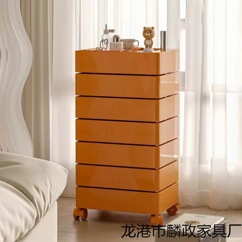 塑料桌下可移动旋转床头收纳柜推车ins边几储物边柜抽屉零食柜子