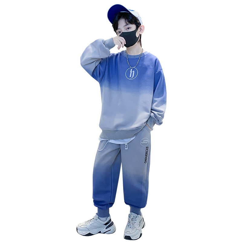 Kleidung Jungen Frühling und 2024 Neue Koreanische Ausgabe Mittlere bis Große Kinder Herbst Mode Hoodie Sportswear Zweiteiliges Set_voghion.com