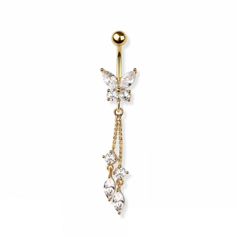 Modischer Ring mit eingelegten Steinen, Schmetterling, Herz und Zirkonia, schlichter Bauchnabelpiercing-Schmuck, Großhandel, Bauchnabelpiercing, heißer Verkauf, einfach zu tragen_voghion.com