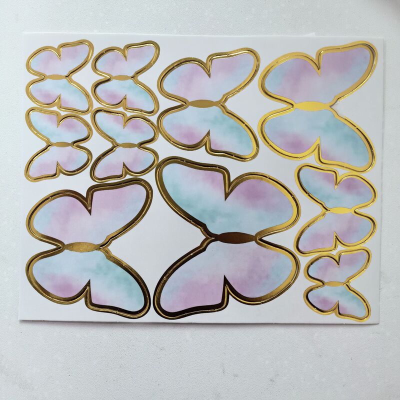 生日蛋糕装饰烘焙插件漫彩色烫金蝴蝶浪插旗DIY网红甜品台装扮|undefined