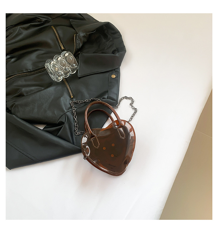 Women's Small Pu Leather Cross Streetwear Rivet Heart-shaped Zipper Jelly Bag display picture 12