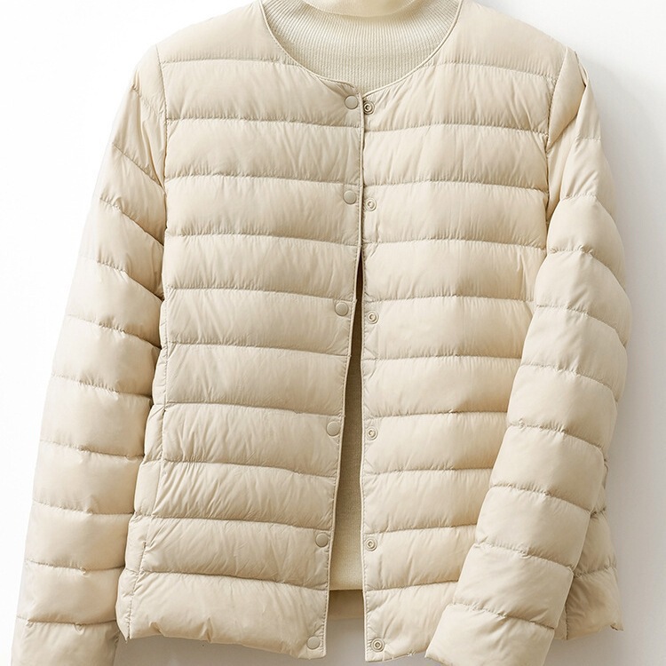New National Standard 90% down Cloud-Like Puff Feel 2025 Autumn and Winter Warm Lightweight down Jacket for Women, Short Style, Inner Lining, Round Neck, Long Sleeves