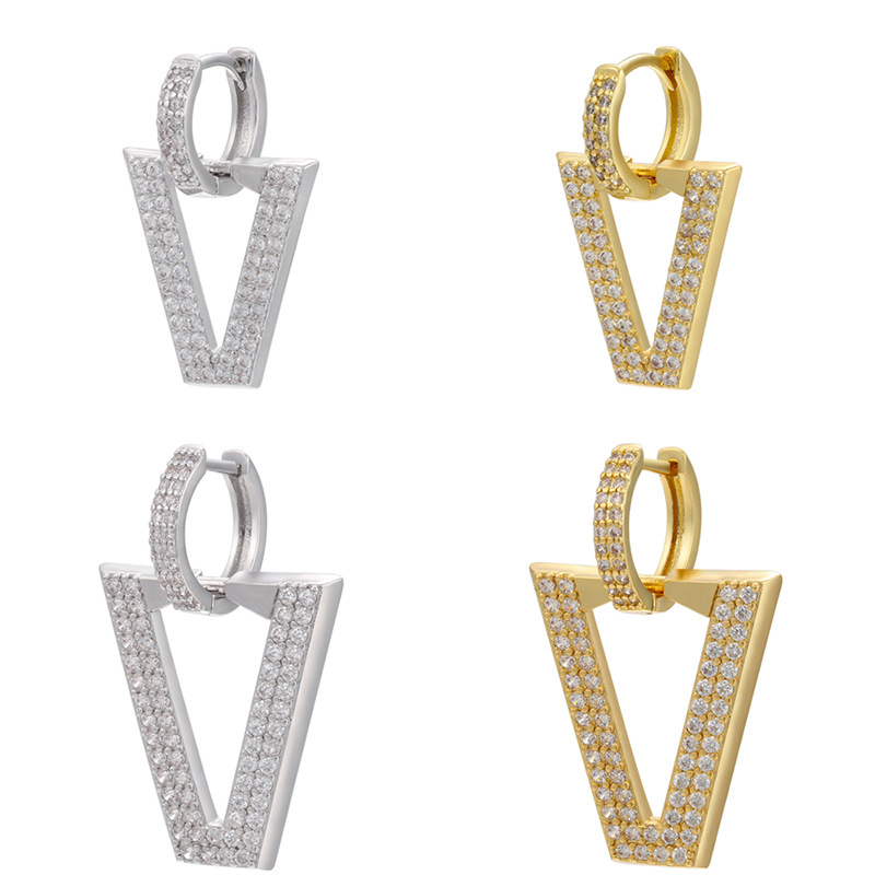 Wholesale Micro-studded Zircon Earrings Inverted Triangle Earrings Nihaojewelry display picture 1