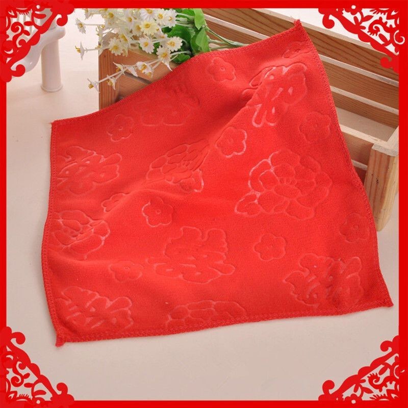 Wedding towel small square towel red embossed hi pa bride red handkerchief hi towel wholesale wedding supplies return towel