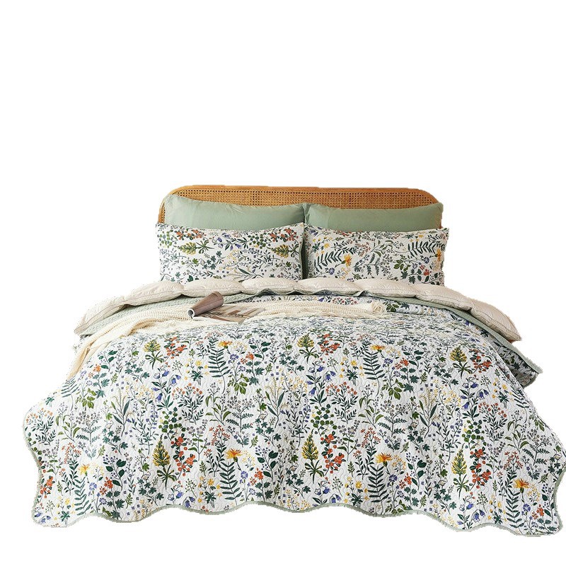 European American Export Three-piece Bed Cover For Single And Double Beds, Cross-border Ultrasonic Printing_voghion.com