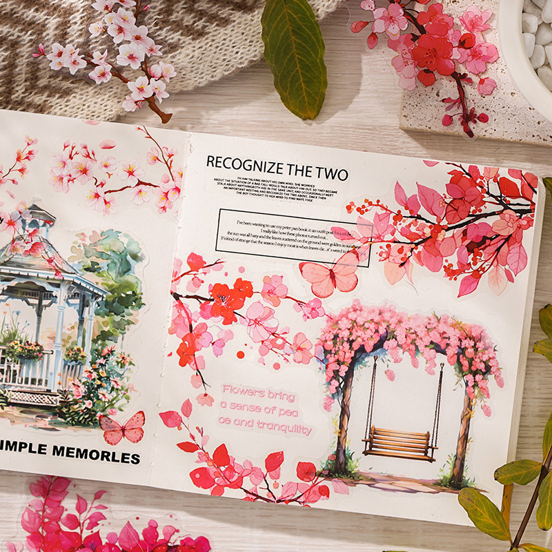 Tsuna Yu Muye transparente pegatinas impermeables para mascotas bolsas DIY cuentas diarias pegatinas decorativas pegatinas florales transfronterizas