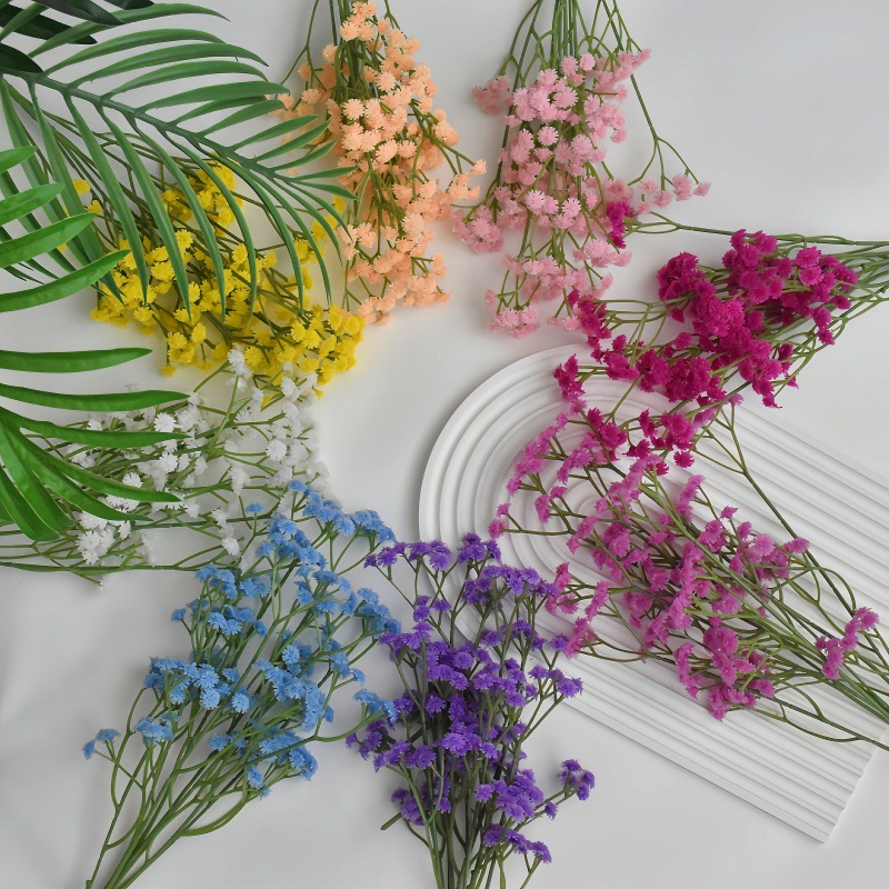 4 fork long rod gypsophila feel soft glue fake flower wedding bouquet hotel restaurant floral soft outfit